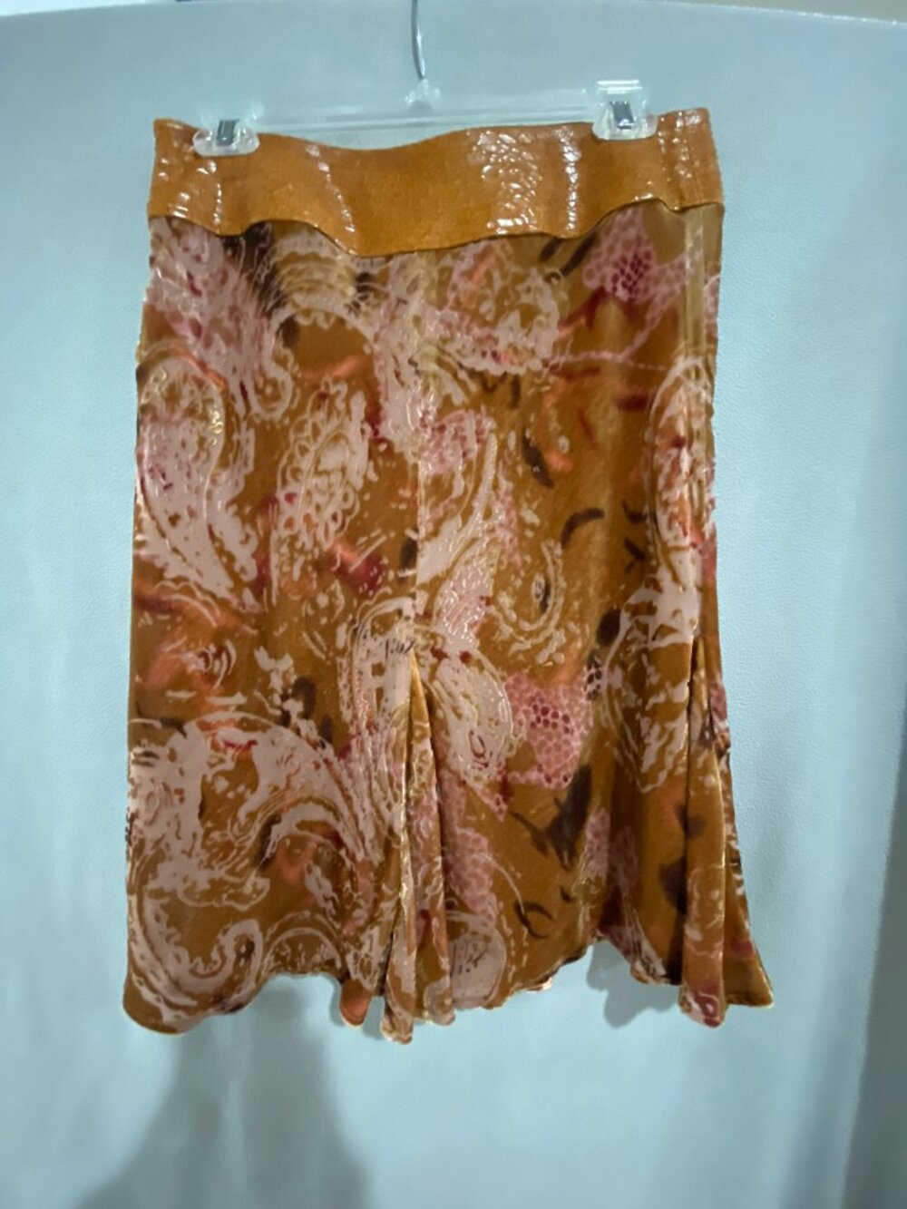 Laundry by Shelli Segal Silk Blend Paisley Skirt Size 2 Flowy Boho Brown Tan - Picture 2 of 9